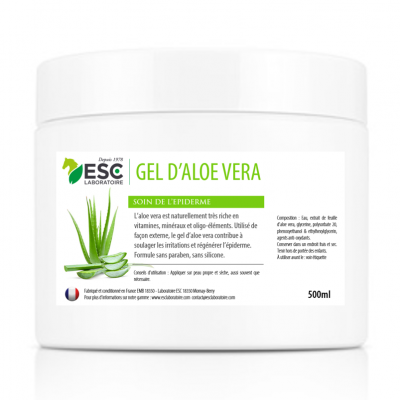 Gel d’Aloe Vera – A base de pulpe d’aloé – Soin régénérant de l’épiderme du cheval (500 ml)